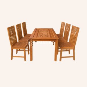 Set Meja Makan Jati Ukir - 6 Kursi