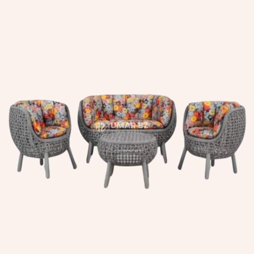 Set Kursi Meja Rotan Premium - Wicker Bloom Set