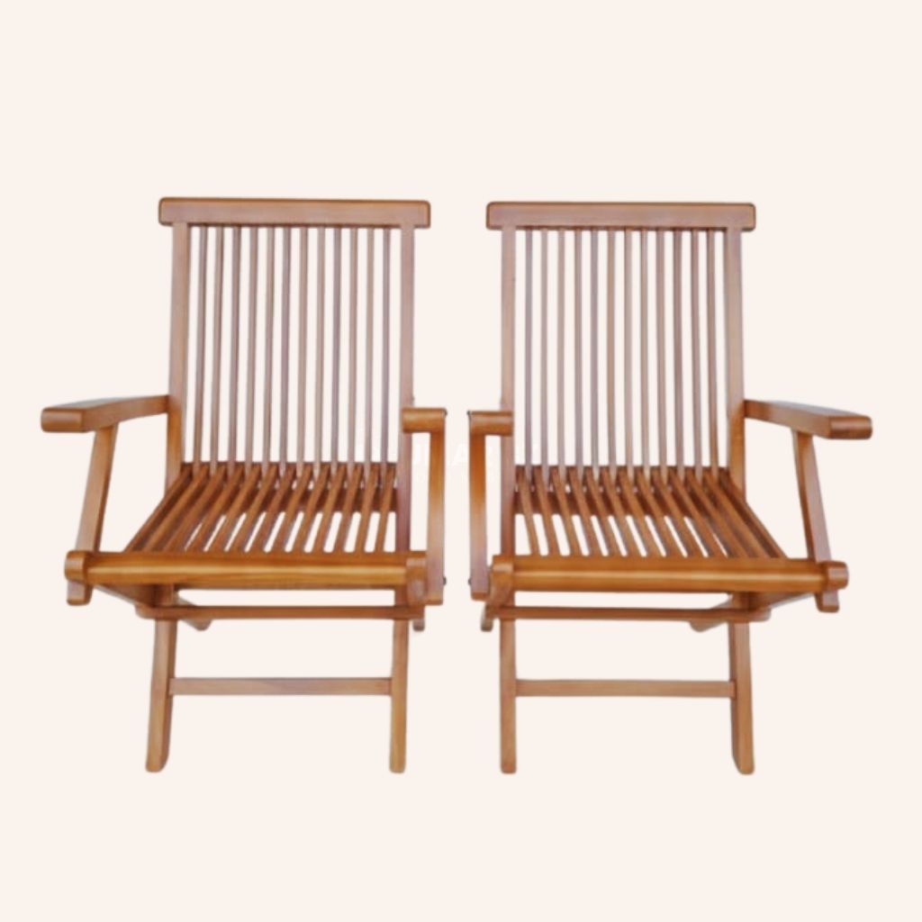 Kursi Lipat Kayu Jati Premium - Teak Slatted Duo