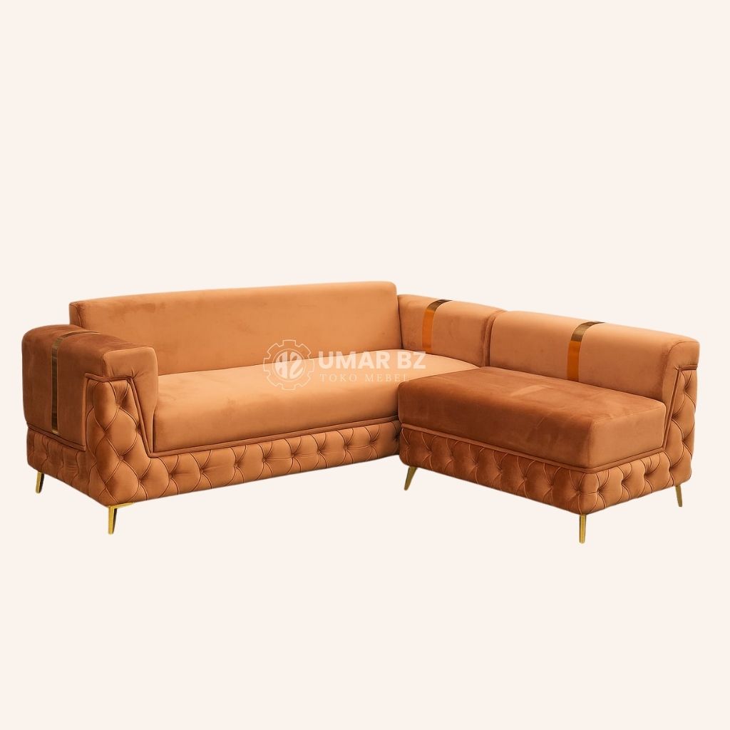 Sofa L Shape Verona Coklat